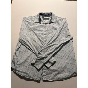 Nautica Blue Patterned Button Dress Shirt Size XL Long Sleeve